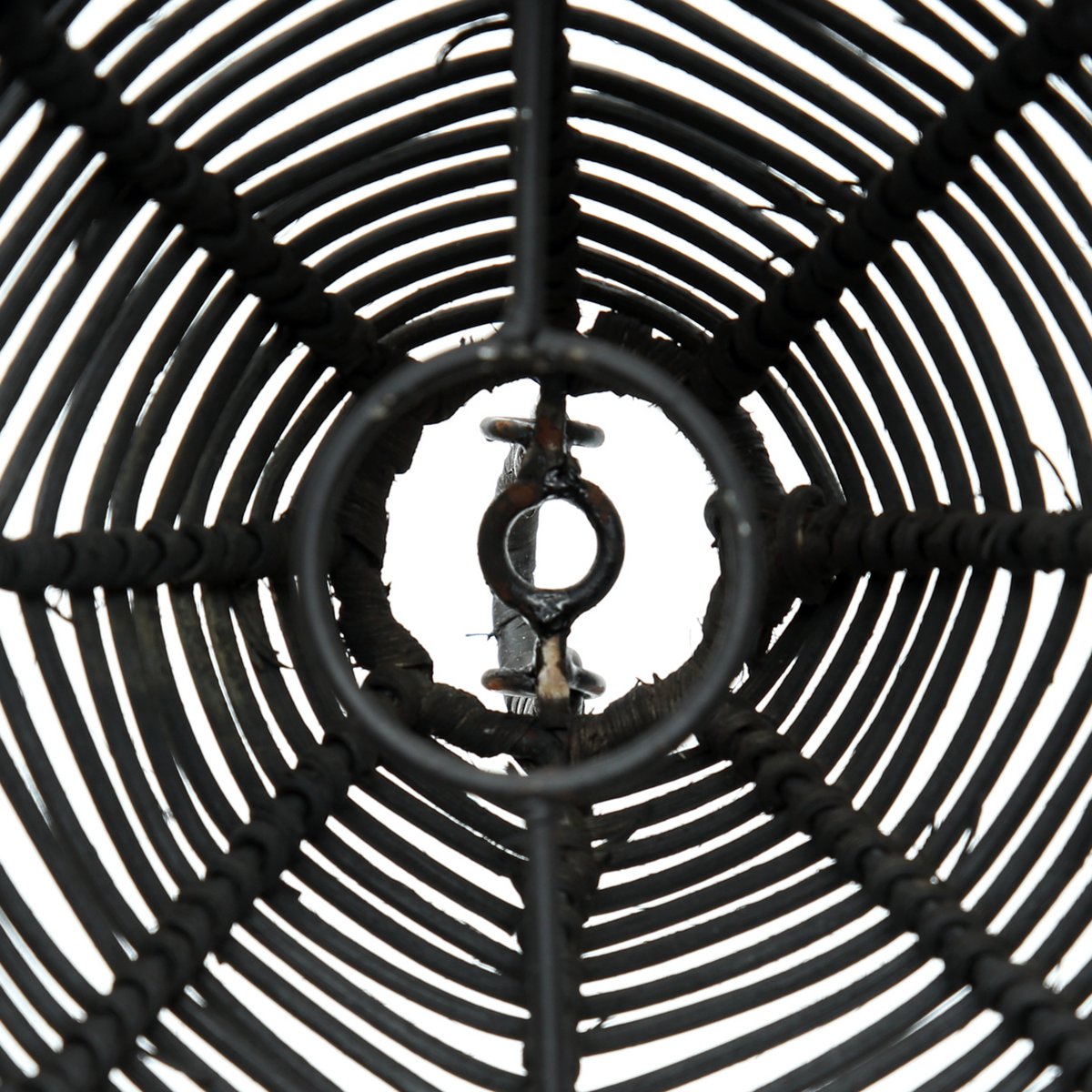 Rattan Pendant Light - Small Black Woven Hanging Lamp