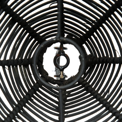 Rattan Pendant Light - Small Black Woven Hanging Lamp