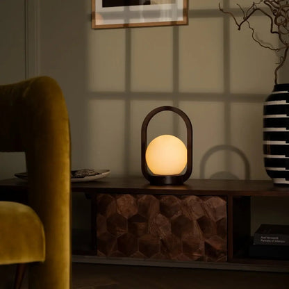 Skye Dark Brown Wooden Cordless Lamp | Rechargeable, Dimmable & 3 Light Modes