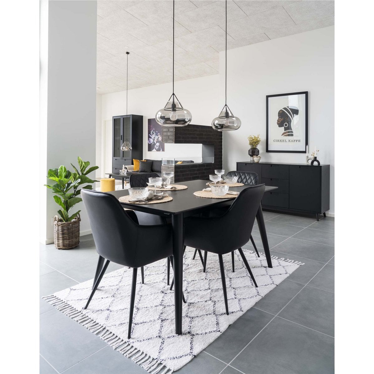 Harbo Dining Chair - PU, Steel, Black - Set of 2