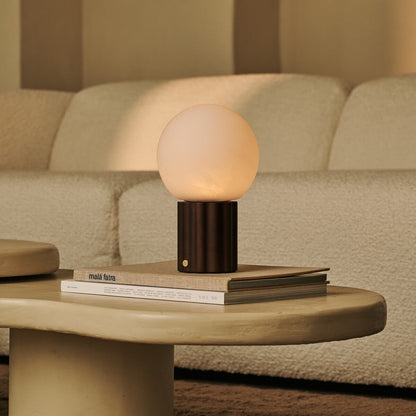 Wood Rechargeable Table Lamp - Dark Brown Cordless Lamp with 3 Light Colors