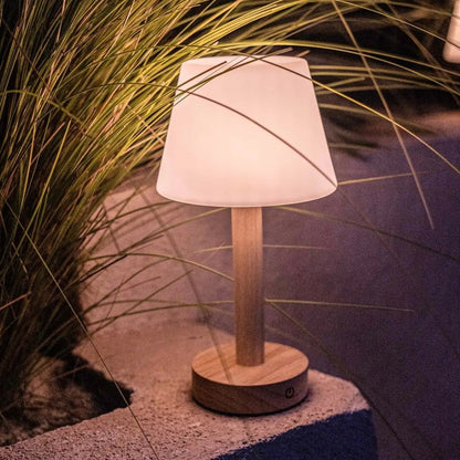 Zoë Light Brown Wooden Rechargeable Table Lamp | Dimmable, USB-C & Up to 80 Hours of Battery Life