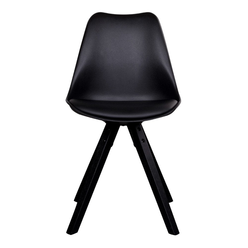 Bergen Dining Chair - PU Leather, Moulded Plastic, Rubberwood, Black - Set of 2