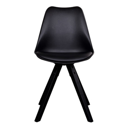 Bergen Dining Chair - PU Leather, Moulded Plastic, Rubberwood, Black - Set of 2