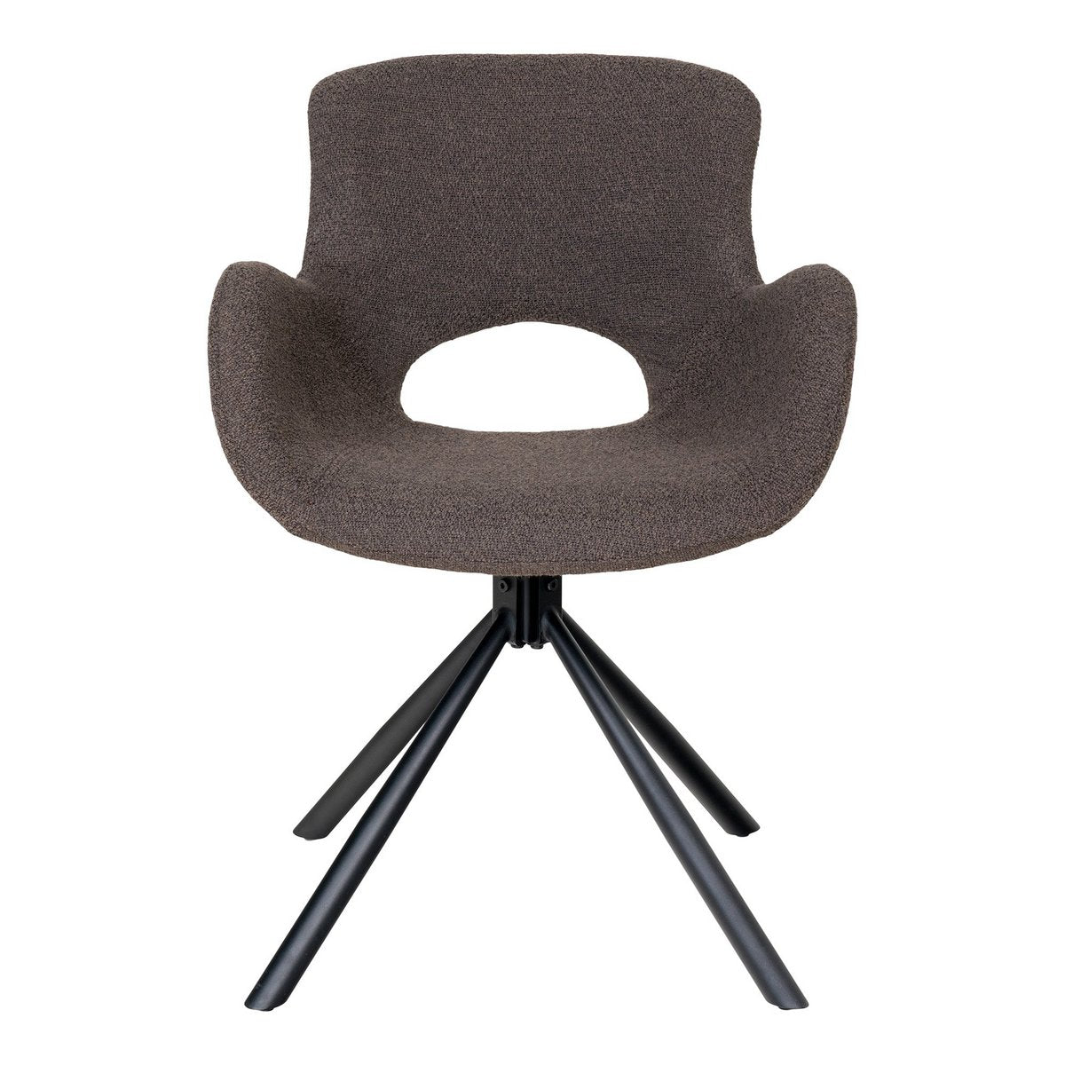 Amorim Dining Chair - Mushroom Bouclé, Black Swivel Base - Set of 2