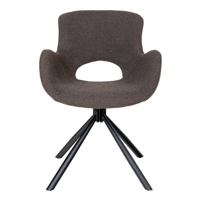 Amorim Dining Chair - Mushroom Bouclé, Black Swivel Base - Set of 2