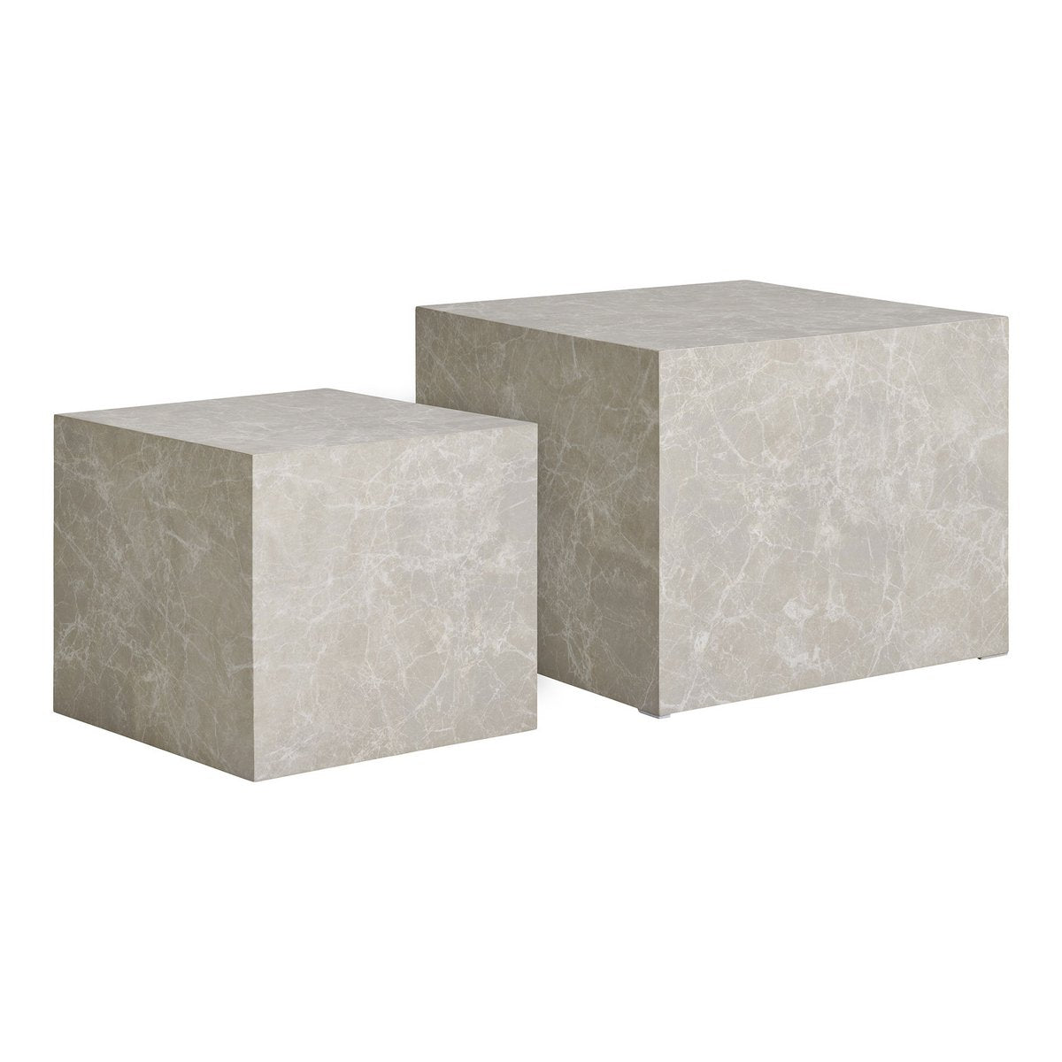 Ensemble de tables basses Prague - Beige, Aspect Marbre, MDF, Papier de décor, 2 pièces