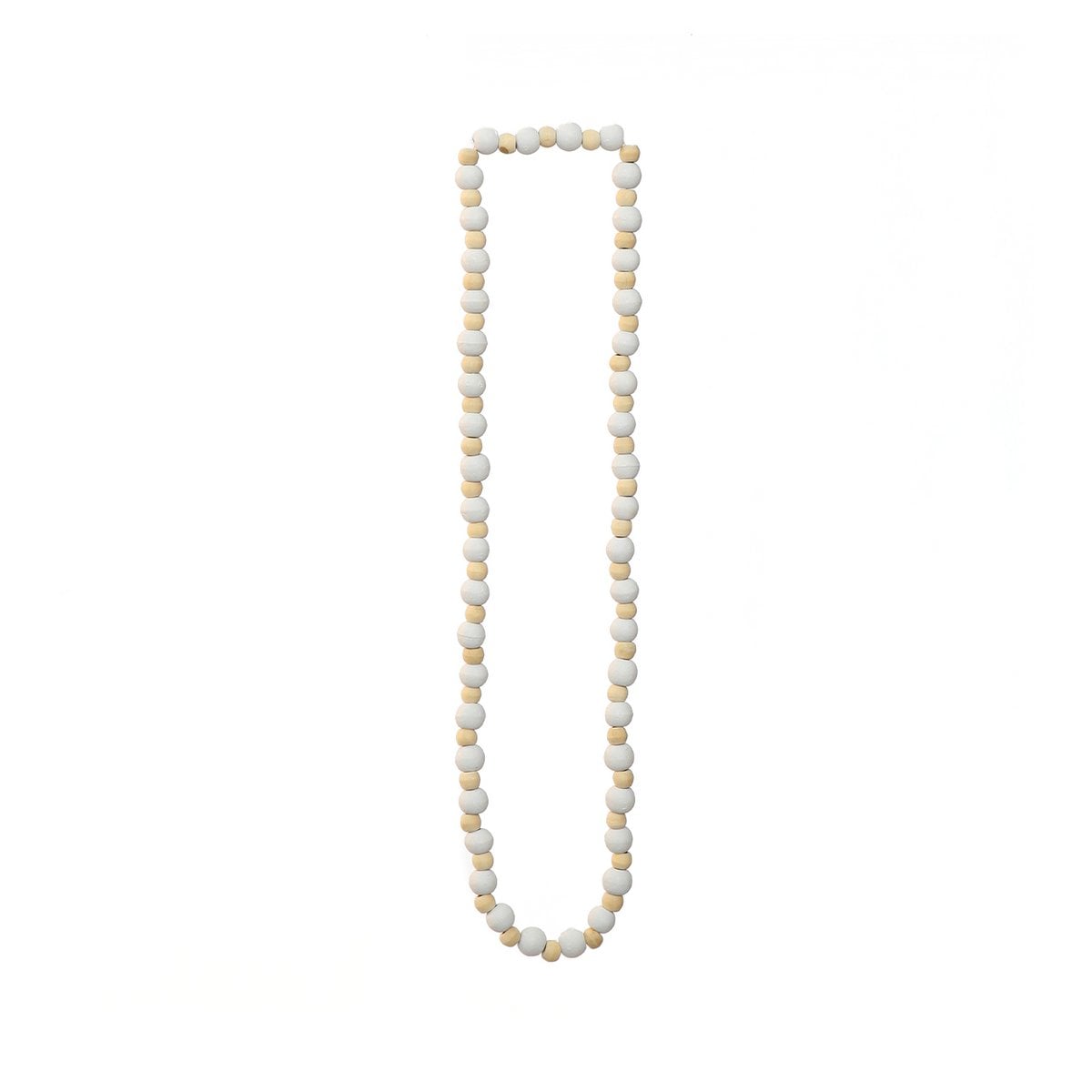 Natural Wood Woven Necklace - White Organic Style