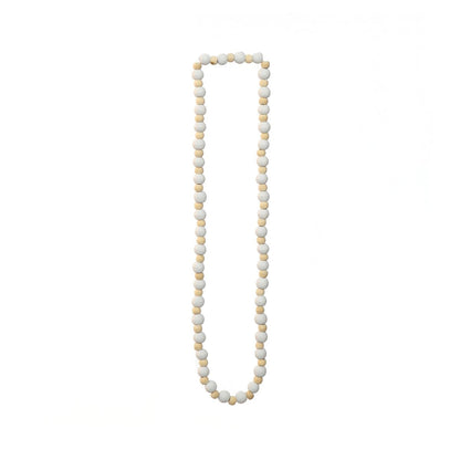 Natural Wood Woven Necklace - White Organic Style
