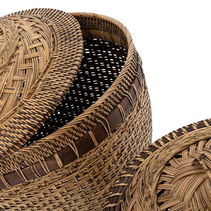 Rattan Storage Basket - Colonial Style, Natural Brown - Large