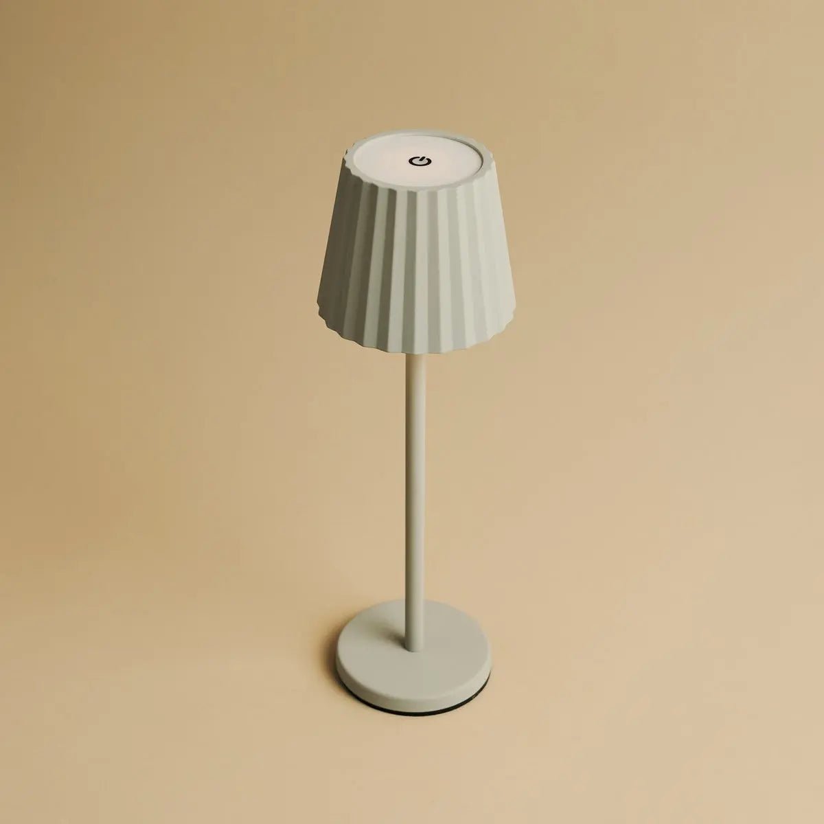 Maya Shadow Grey Ribbed Table Lamp | 3 Light Modes & Rechargeable via Charging Station