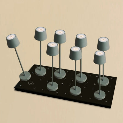 Combi Set Professional | 8 x Vondel Mini Mouse Grey Rechargeable Table Lamps & 1 x Central Station Charging Station