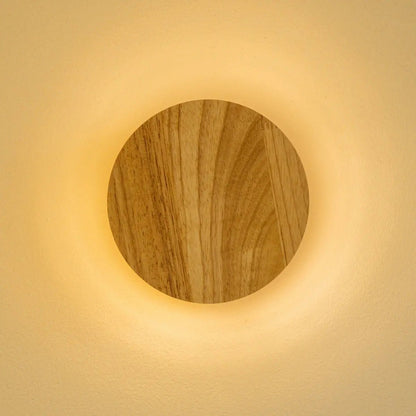 Cordless Wall Light - Light Brown Wood, Rechargeable & Dimmable