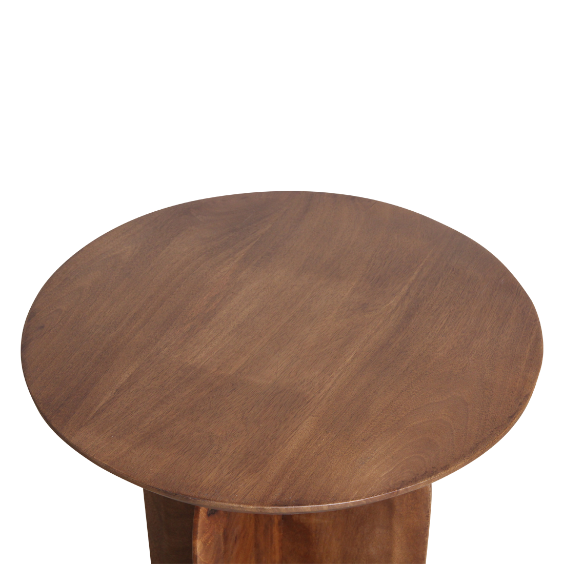 Mango Wood Side Table - Round Bullnose Accent Table, 50 cm