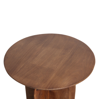 Mango Wood Side Table - Round Bullnose Accent Table, 50 cm