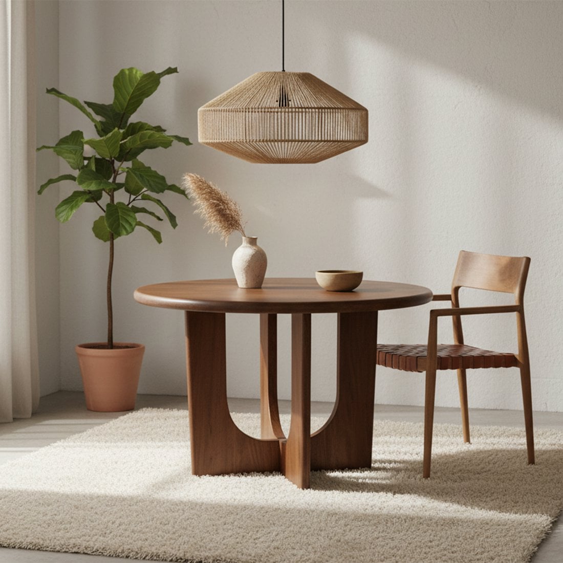 Natural Rope Pendant Light - Linea Gem Hanging Lamp