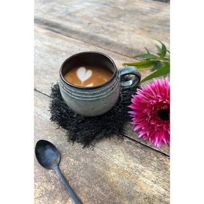 Posavasos con Flecos de Rafia - Negro