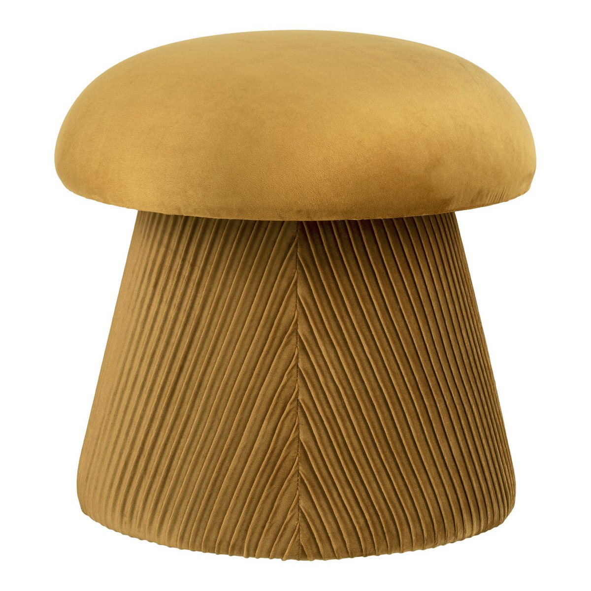 Velvet Mushroom Footstool Pouf - Retro Decorative Seat, Ø39x42 cm, Ocher