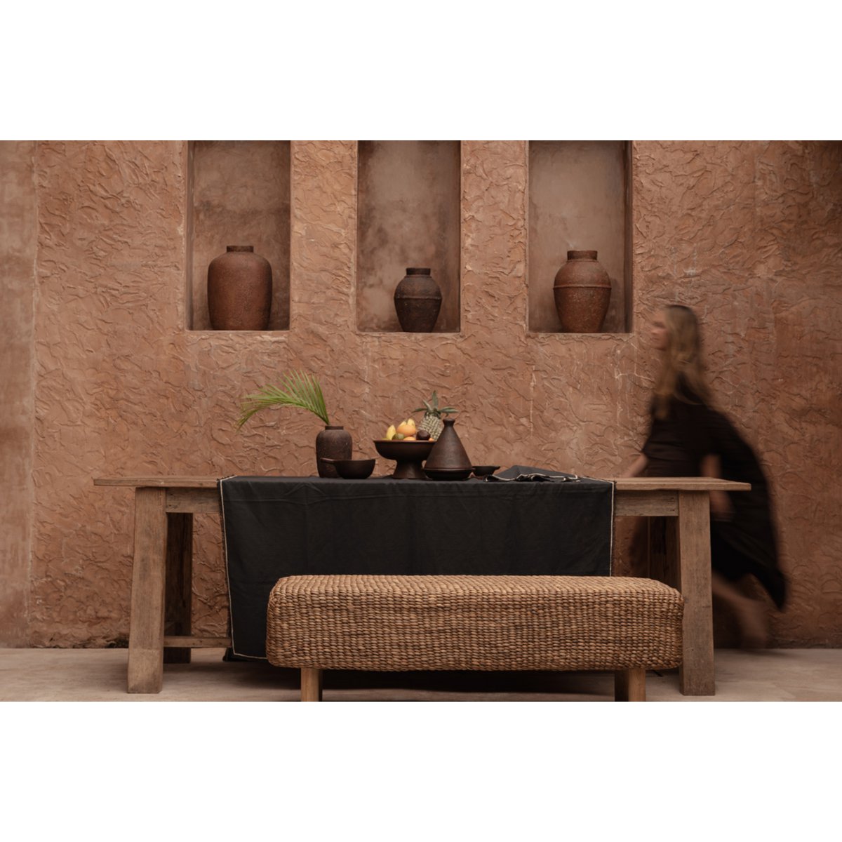The Tuscany Tablecloth - Black Natural - 150x250