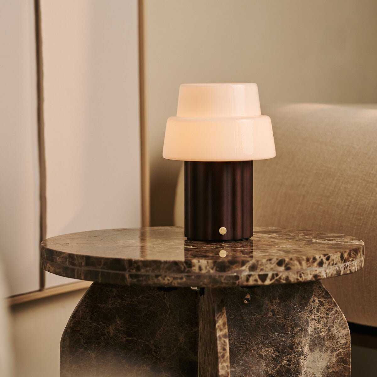 Laurent Dark Brown Rechargeable Table Lamp | Up to 100 Hours of Light, Versatile & Wood