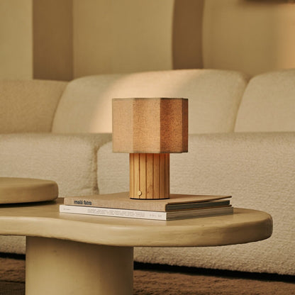 Channa Light Brown Rechargeable Table Lamp | Linen Blend, Stylish & Functional