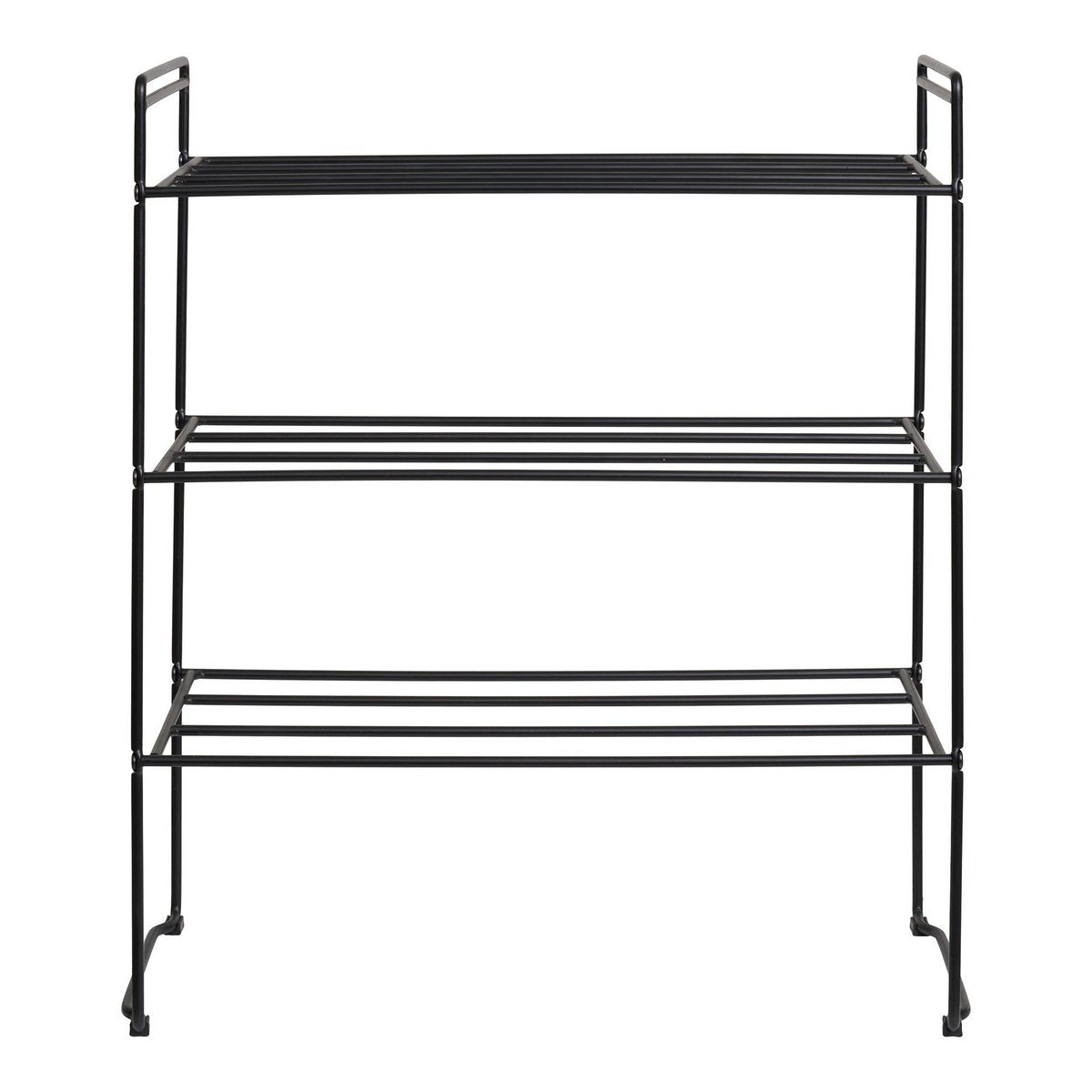 Steel Shoe Rack - 3-Shelf Entryway Organizer - Black, 60cm