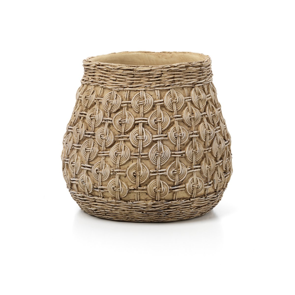 Concrete Planter XL – Round Knot Design, Large Cement Plant Pot, Brown