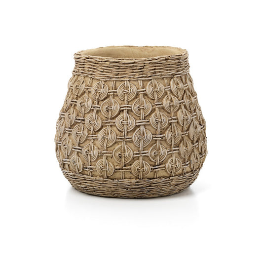 Concrete Planter XL – Στρογγυλό σχέδιο κόμπου, μεγάλη τσιμεντένια γλάστρα, καφέ