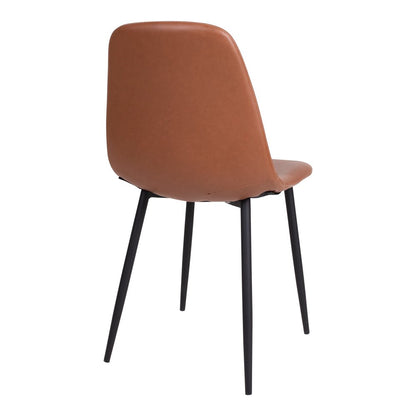 Stockholm Dining Chair - Brown, PU Leather, Black Metal Legs, 54x44x88cm - set of 2