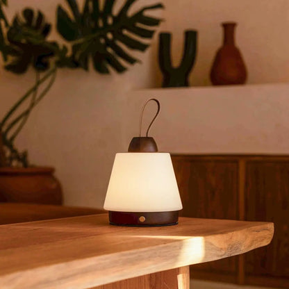 Dark Brown Rechargeable Table Lamp – Leather Strap & 3 Light Modes