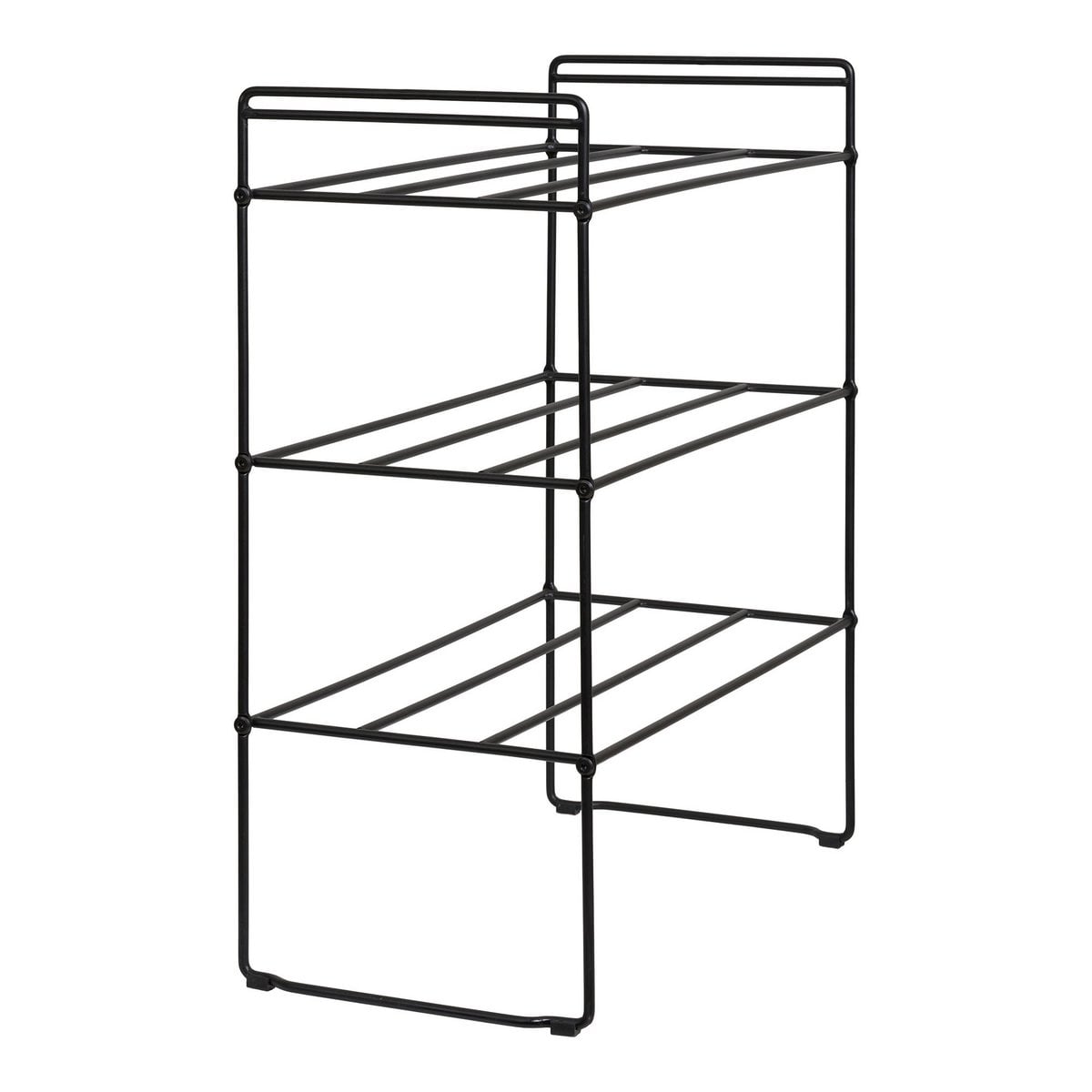 Steel Shoe Rack - 3-Shelf Entryway Organizer - Black, 60cm