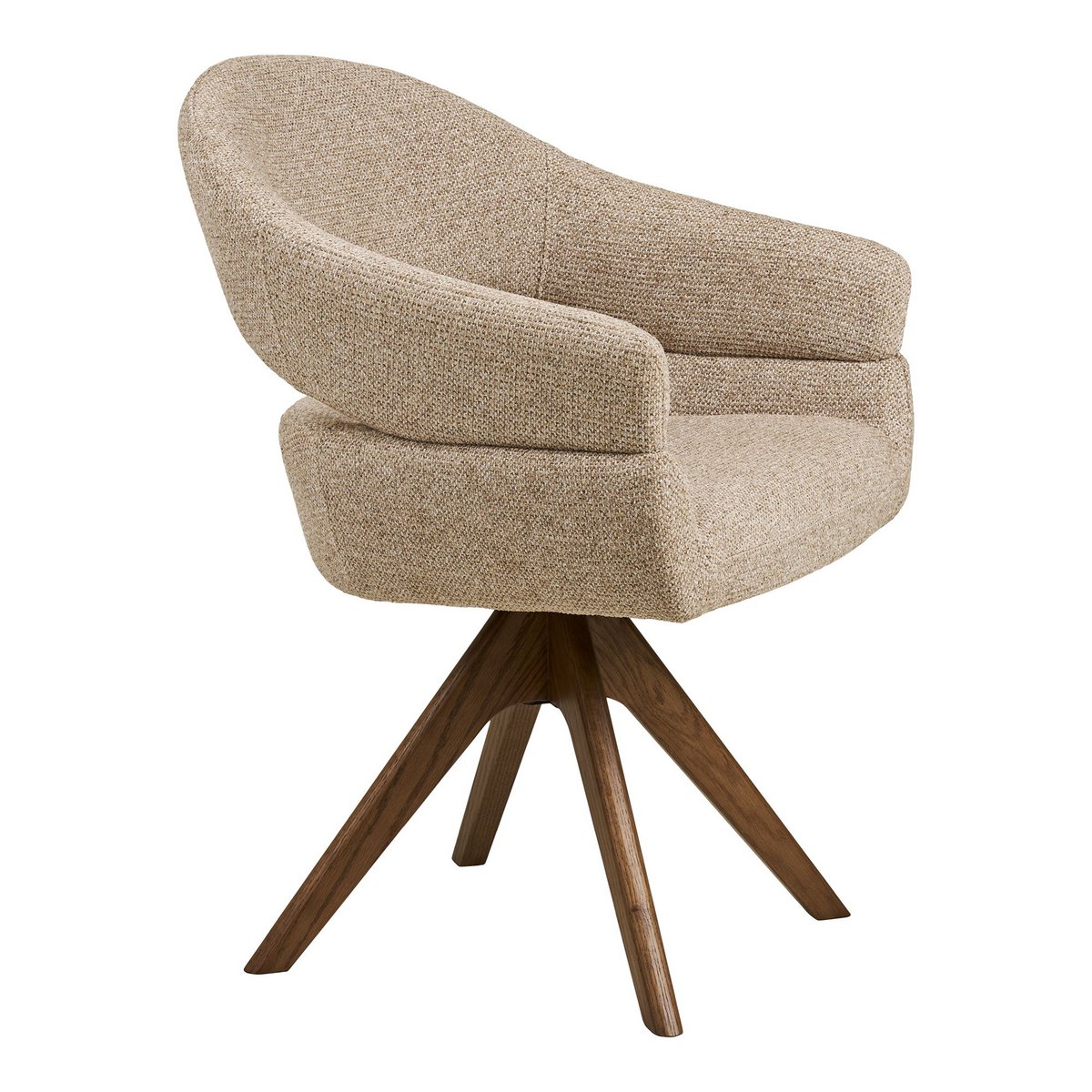 Dover Dining chair with swivel, sand heathered, brown oak legs, HN1317