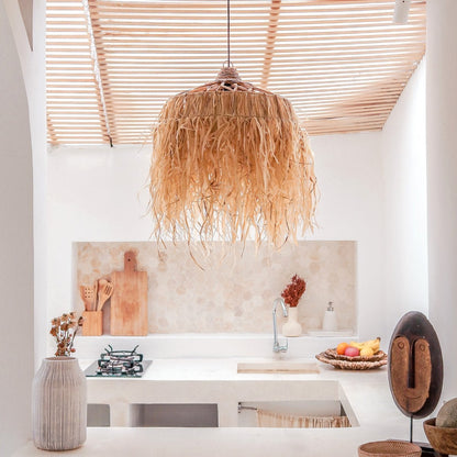 Raffia Lamp with Long Fringes | Lampshade | Pendant Lamp KAWI (2 sizes)