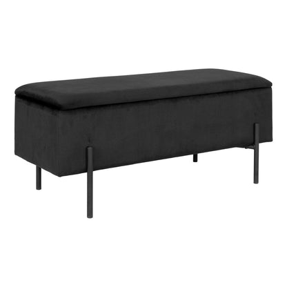 Velvet Storage Bench - Black Polyester Plywood, 95cm Watford