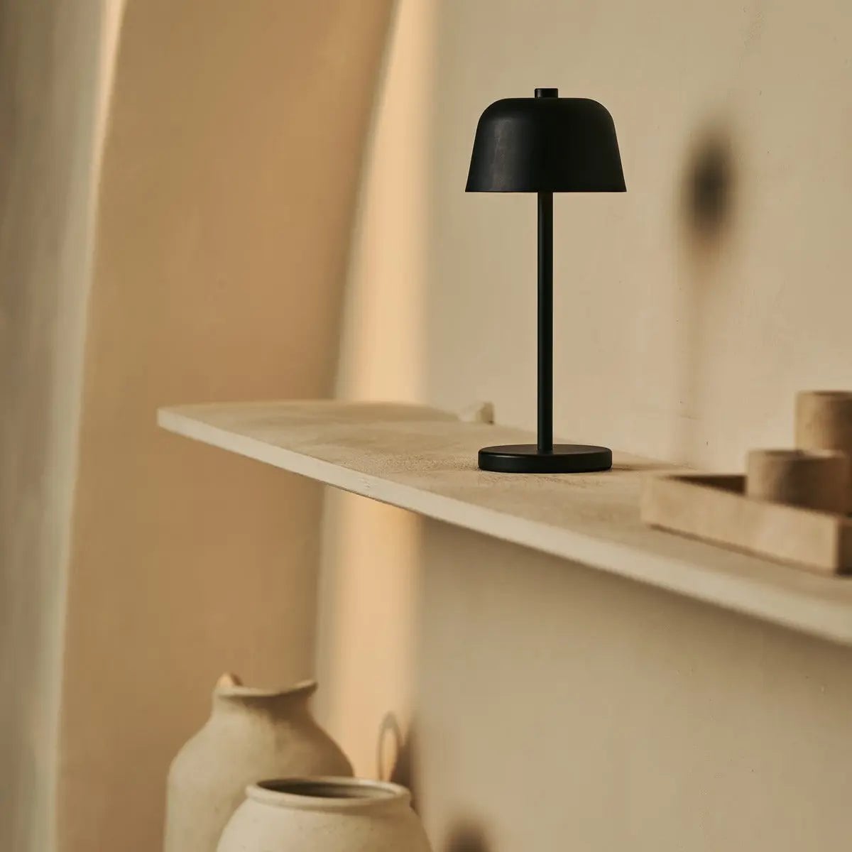 Rechargeable Table Lamp - Black Cordless Lamp with Dimmer