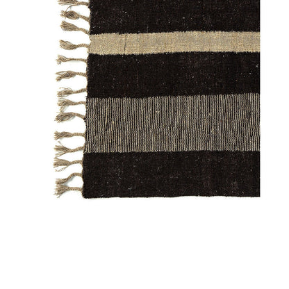Afghan Wool Area Rug - Handwoven Striped Design, 300 x 205 cm