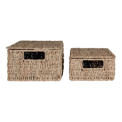 Seagrass Baskets Set - Natural Woven Storage Baskets - Set of 2
