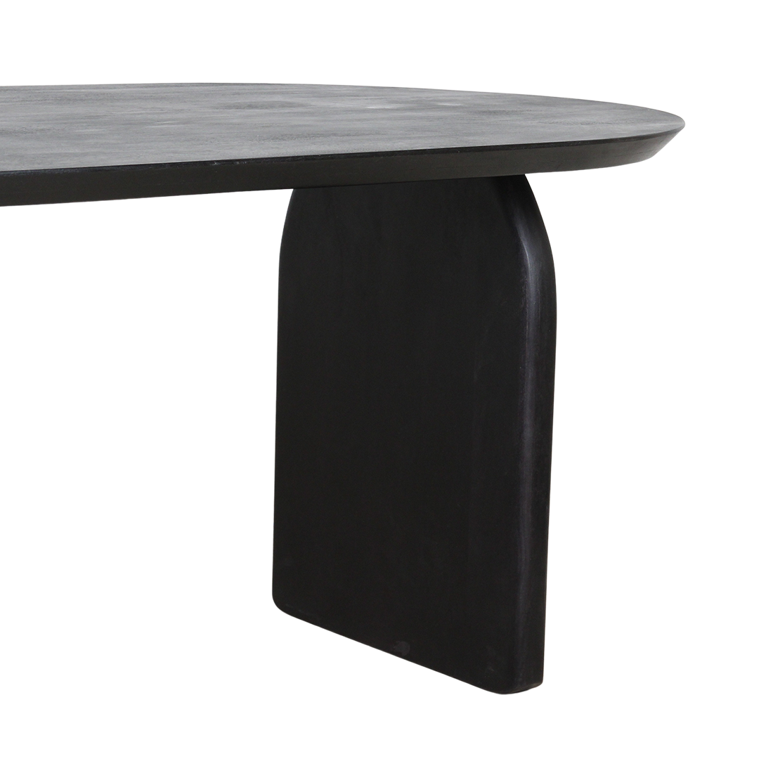 Mango Wood Dining Table - Black Bullnose Design, Closed Chassis