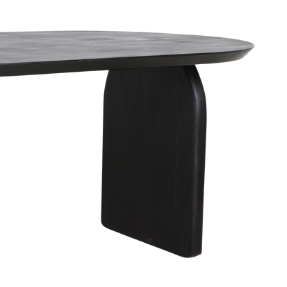Mango Wood Dining Table - Black Bullnose Design, Closed Chassis