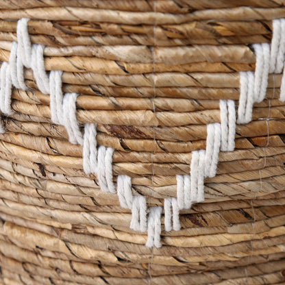 Woven Basket – Natural Stitched Banana Fiber Cesta – Large, Blanco Natural