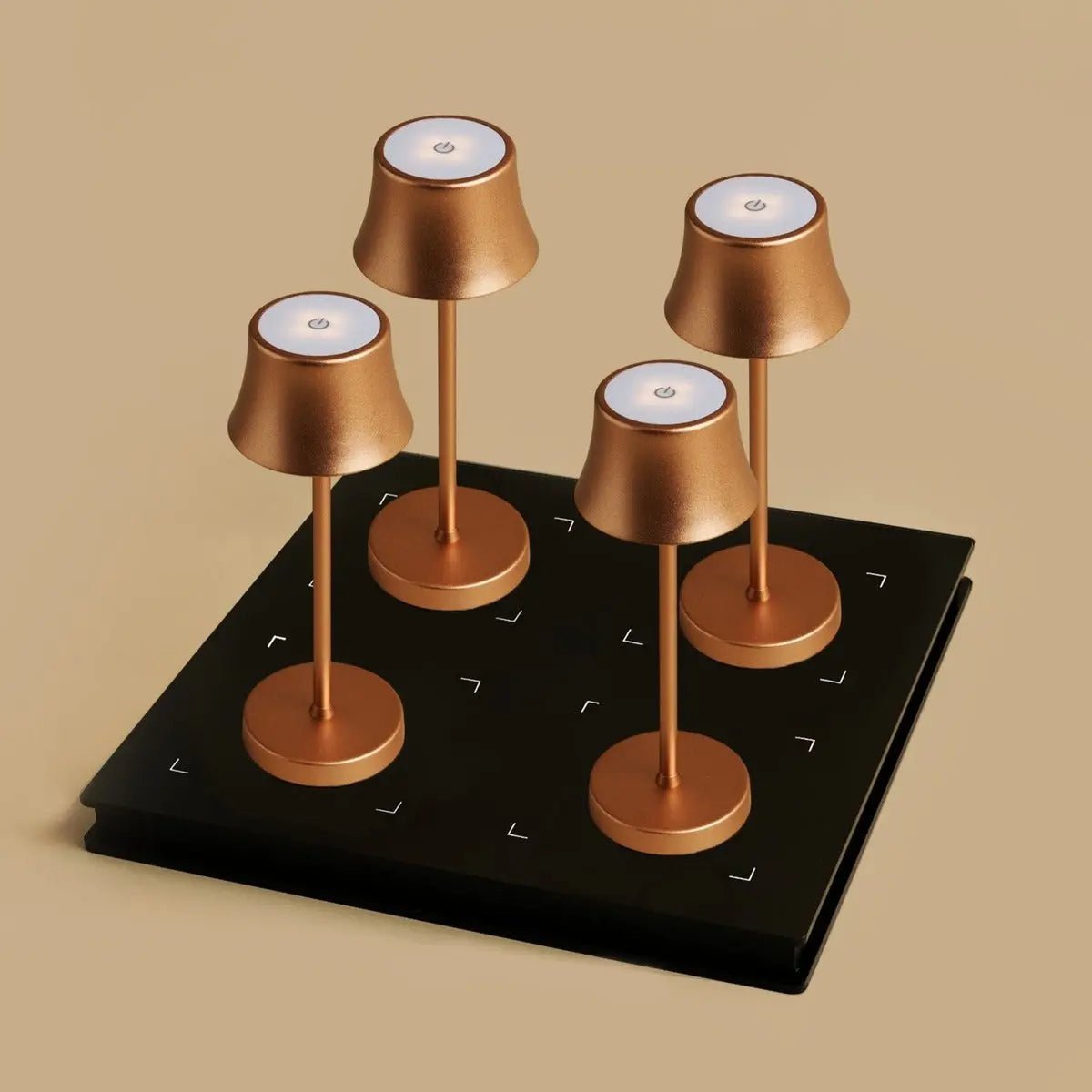Combi Set | 4 x De Pijp Mini Copper Rechargeable Table Lamps & 1 x Amstel Charging Station
