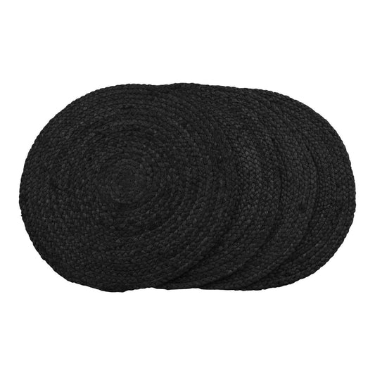 Bombay Placemat - Dark Grey, Jute, Ø38cm - Set of 4