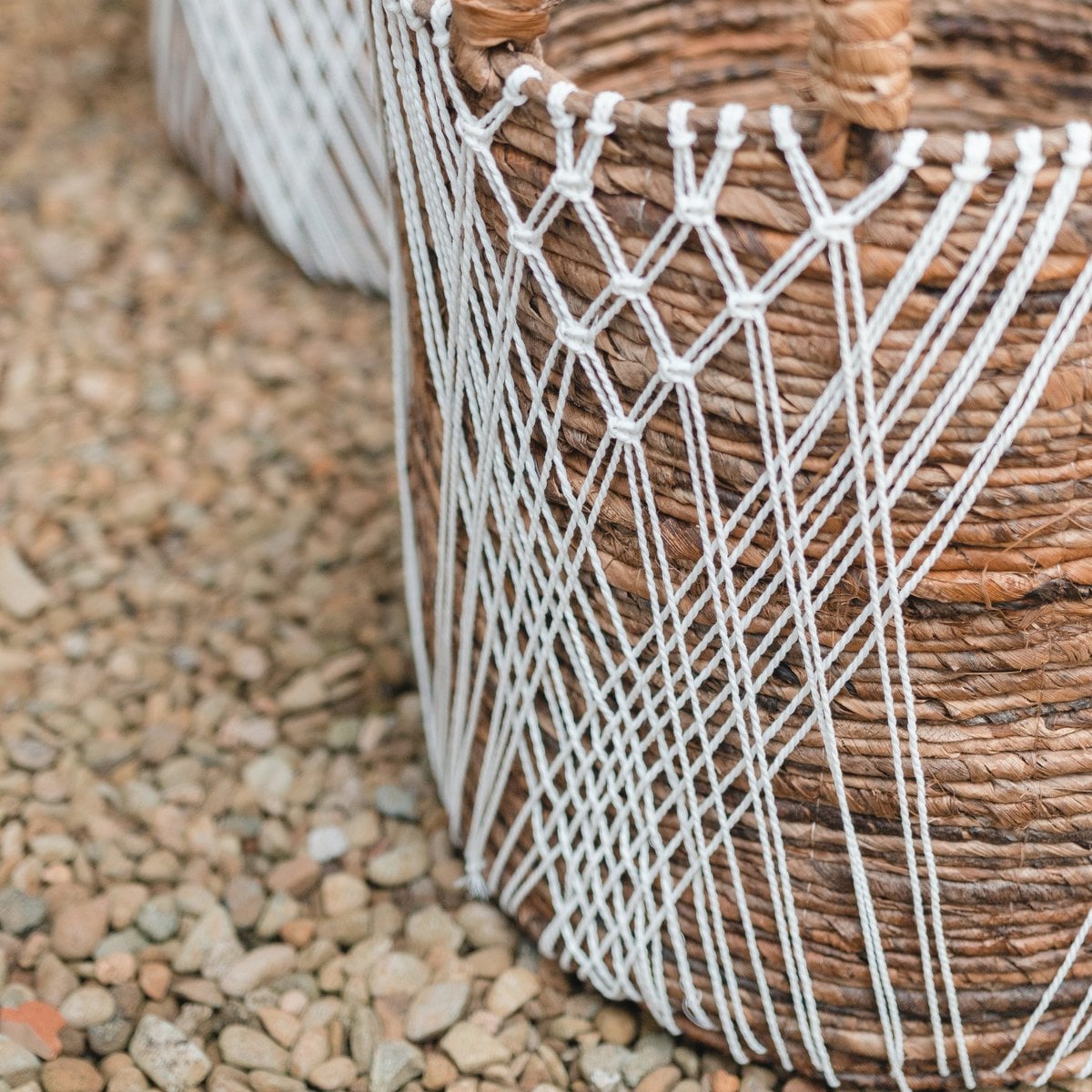 Banana Fiber Storage Basket – Handwoven Laundry or Plant Basket