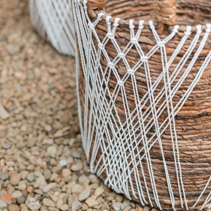 Banana Fiber Storage Basket – Handwoven Laundry or Plant Basket