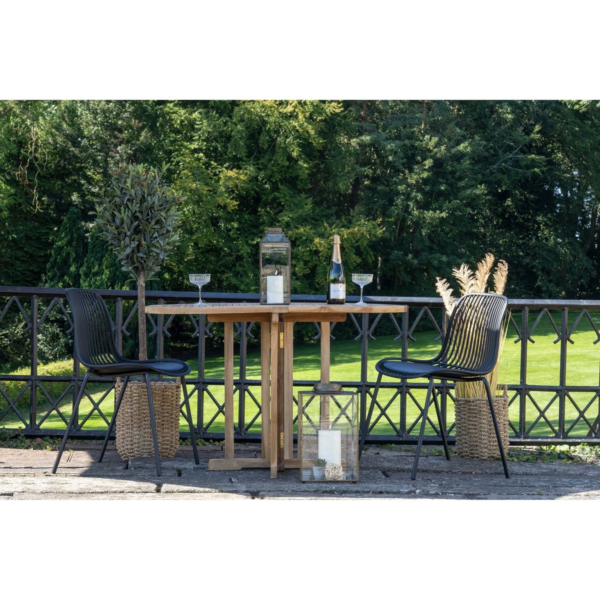 Branson Garden Chair - Black, Stackable, 55x46.5x82 cm - Set of 4