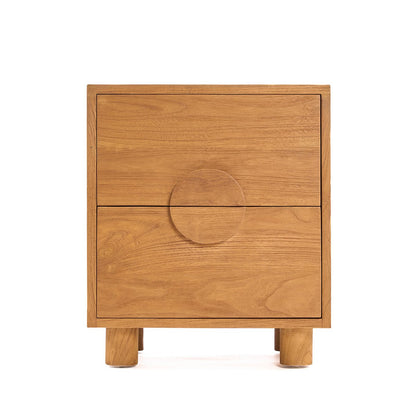 Teak Nightstand - Natural Wood Bedside Table with Drawers