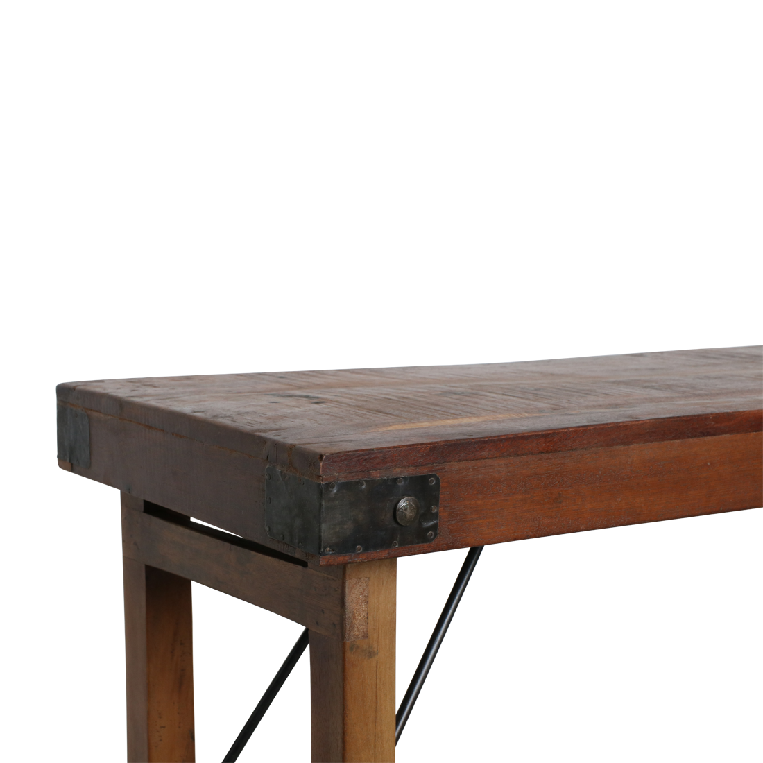 Reclaimed Wood Folding Console Table – Vintage Brown Indian Style