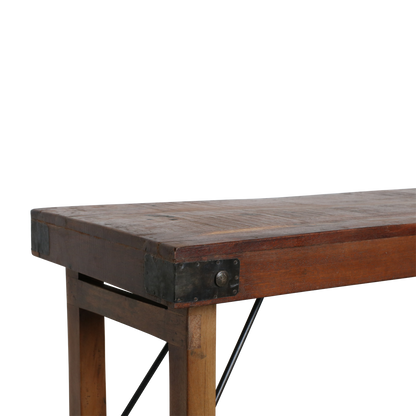 Reclaimed Wood Folding Console Table – Vintage Brown Indian Style