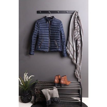 Modern Pinewood and Steel Coat Rack - Space Saving Wall Mount, 70cm, Black
