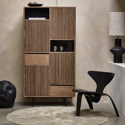 Teak Bookcase Cabinet - Recycled Wood, 90x45x172 cm